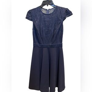 City Studio Navy Lace Dress Sz 1 New Macy’s Above Knee Cocktail Wedding